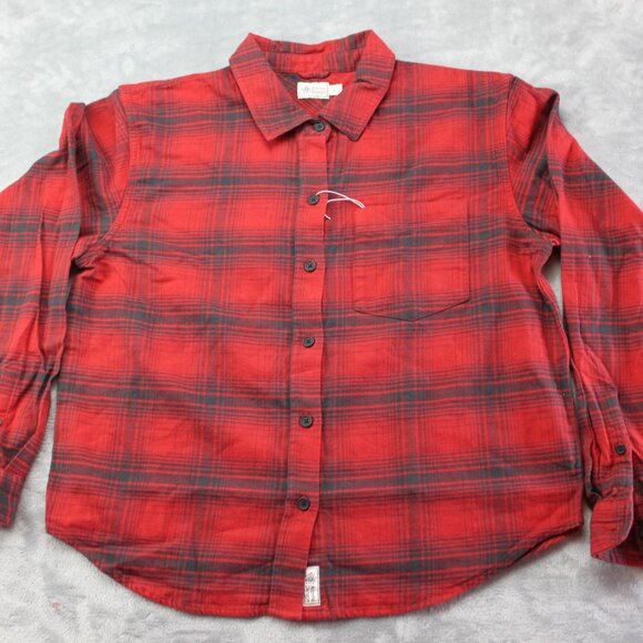 Alpine Design Long Sleeve Midweight Flannel Red Bison Plaid Women's Size Medium - Picture 2 of 8